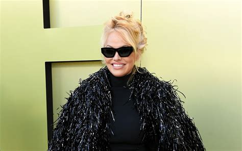 pamela anderson versace|Pamela Anderson Holds Court in Fringe Coat & Pumps at .